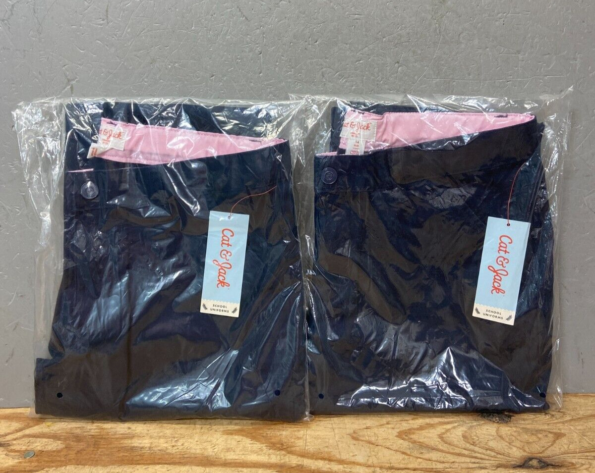 Cat & Jack NWT Girls Straight Fit School Uniform Pants, Navy Blue, Size 14 Plus Cat & Jack NWT Girls Straight Fit School Uniform Pants, Navy Blue, Size 14 Plus