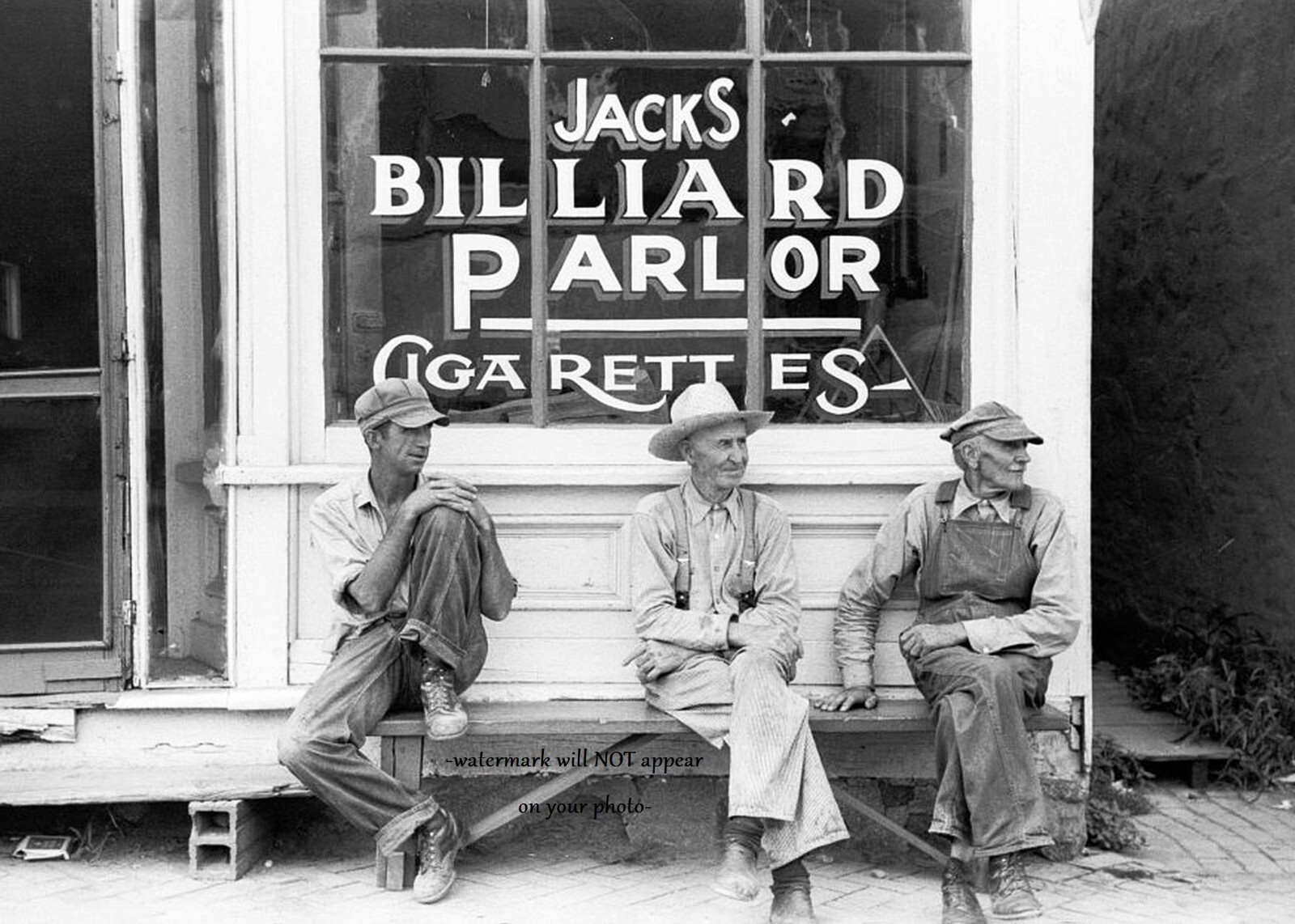 1940 Pool Hall Farmers PHOTO Billiards Great Depression Vintage Game Room Decor