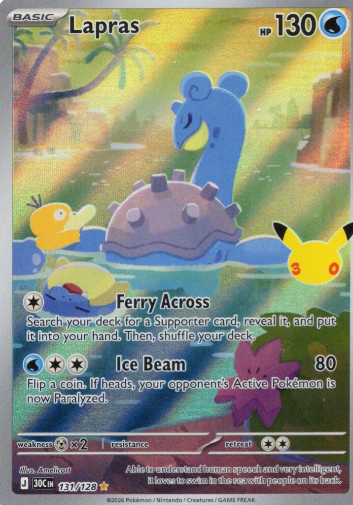 Pokemon Lapras ME: 30th Celebration 131/128 Holo NM