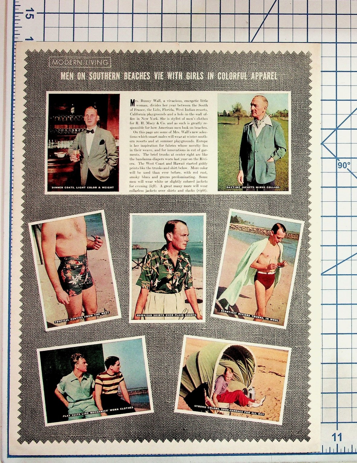 1940s Men\'s Beach Fashion Magazine Page Southern Resorts Swimwear 1940s Men\'s Beach Fashion Magazine Page Southern Resorts Swimwear