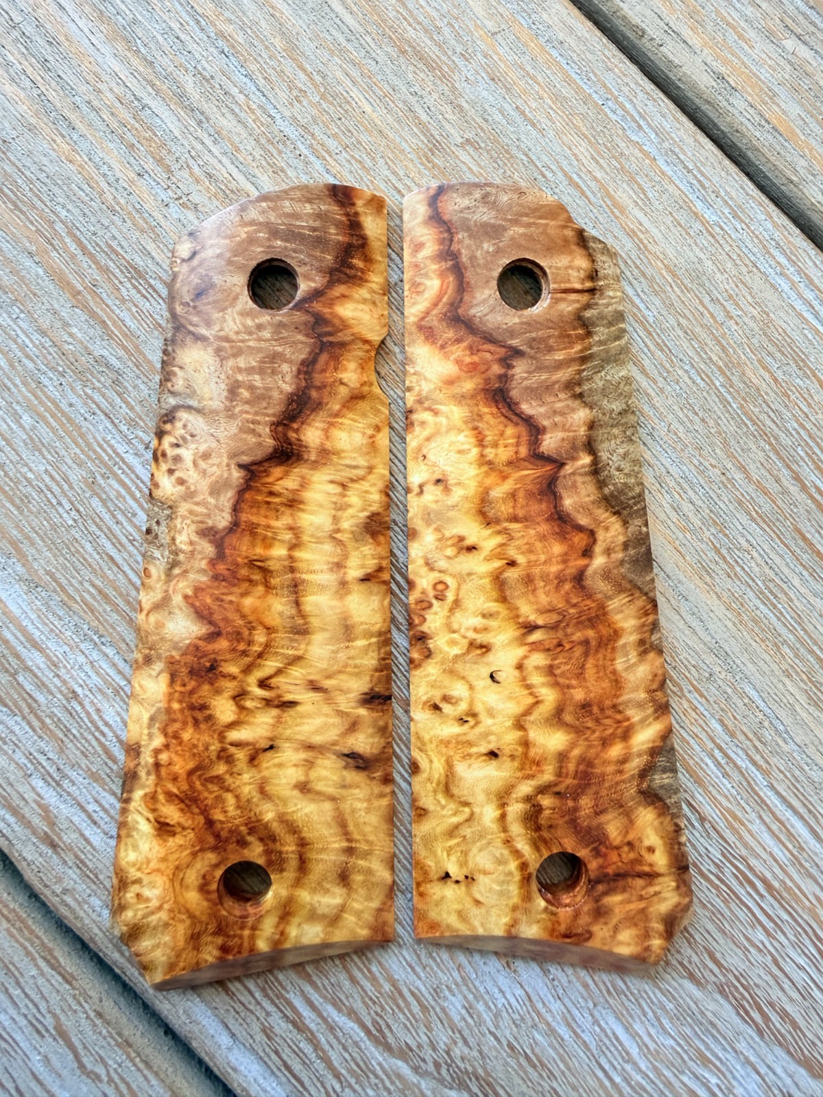1911 Exotic Amboyna Burl Wood Grips Government Full Size Colt- Exhibition Grade