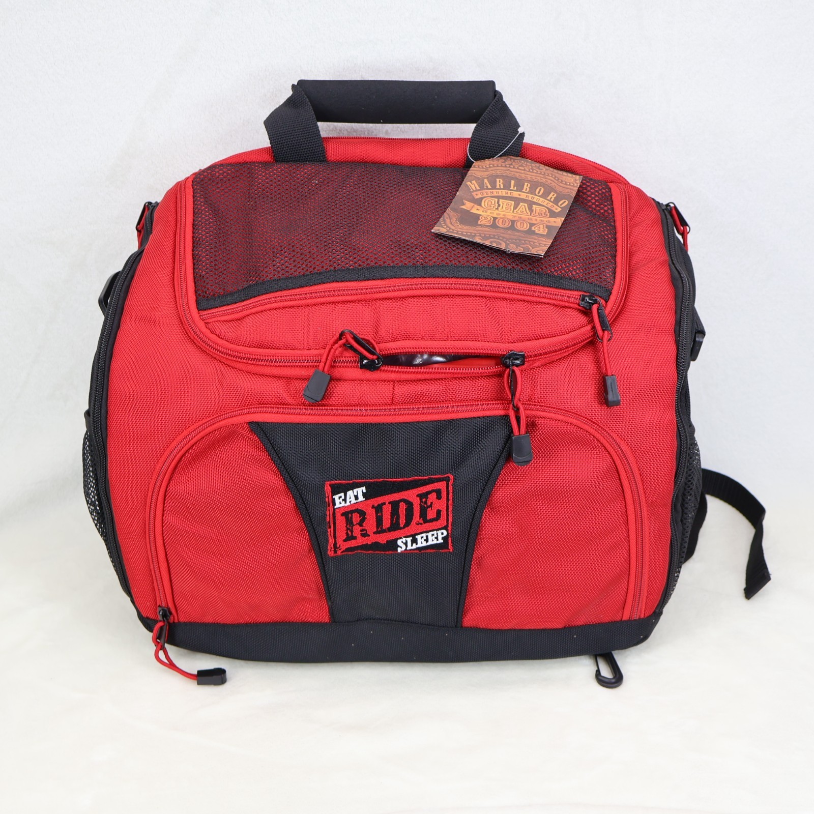Marlboro Gear Backpack Cooler Red Black Eat Ride Sleep 2004 Travel Utility Vtg