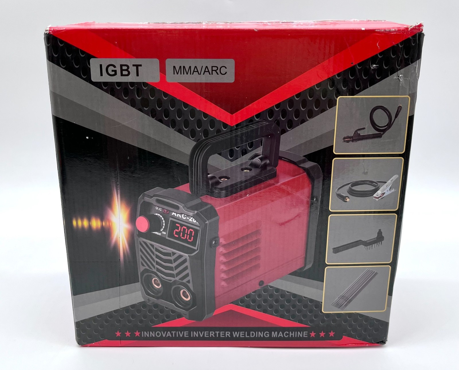 Hpoouo Red 200A Compact Portable Welding Machine with Digital LED Display
