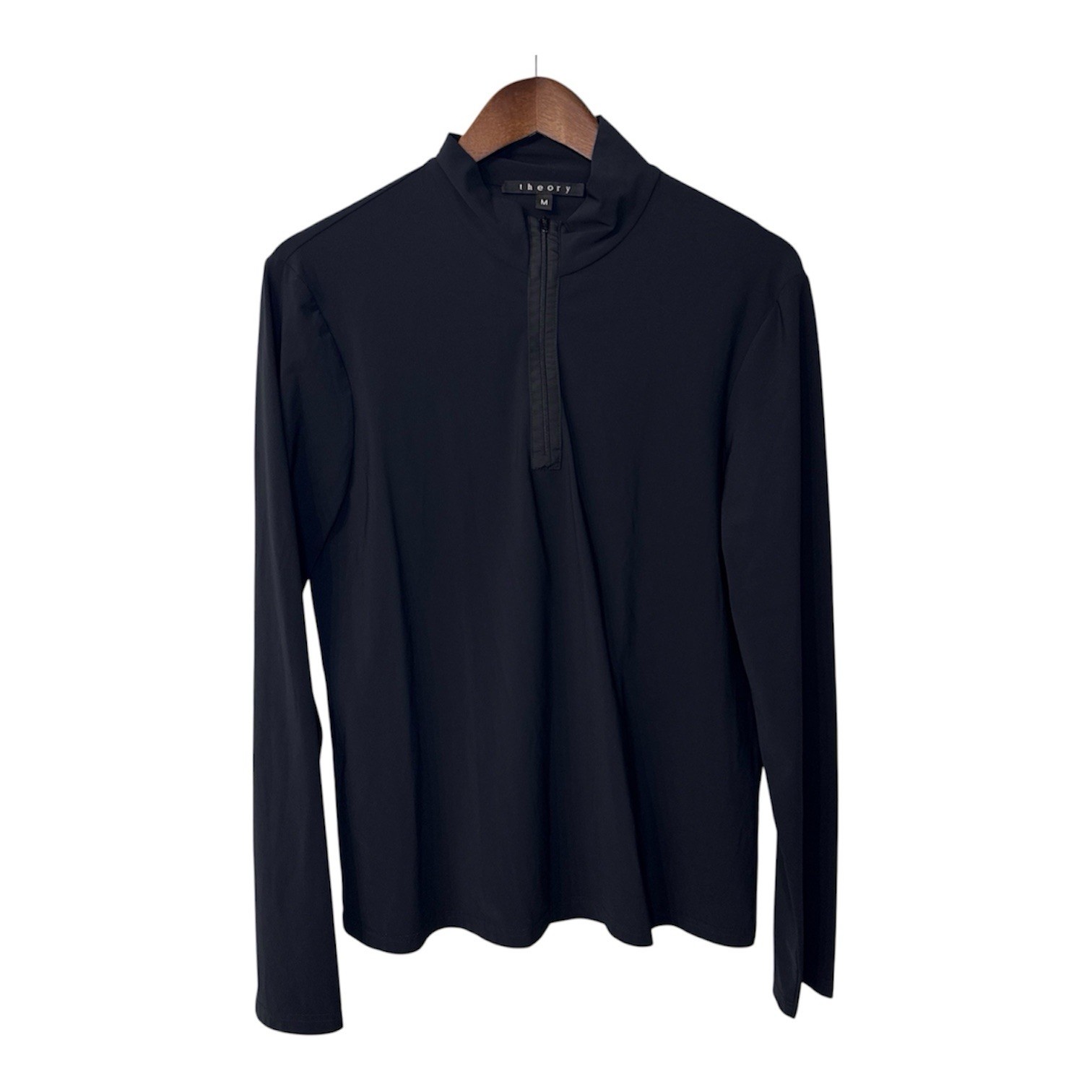Theory 1/4 zip pullover men\'s medium black long sleeve active performance fitted Theory 1/4 zip pullover men\'s medium black long sleeve active performance fitted