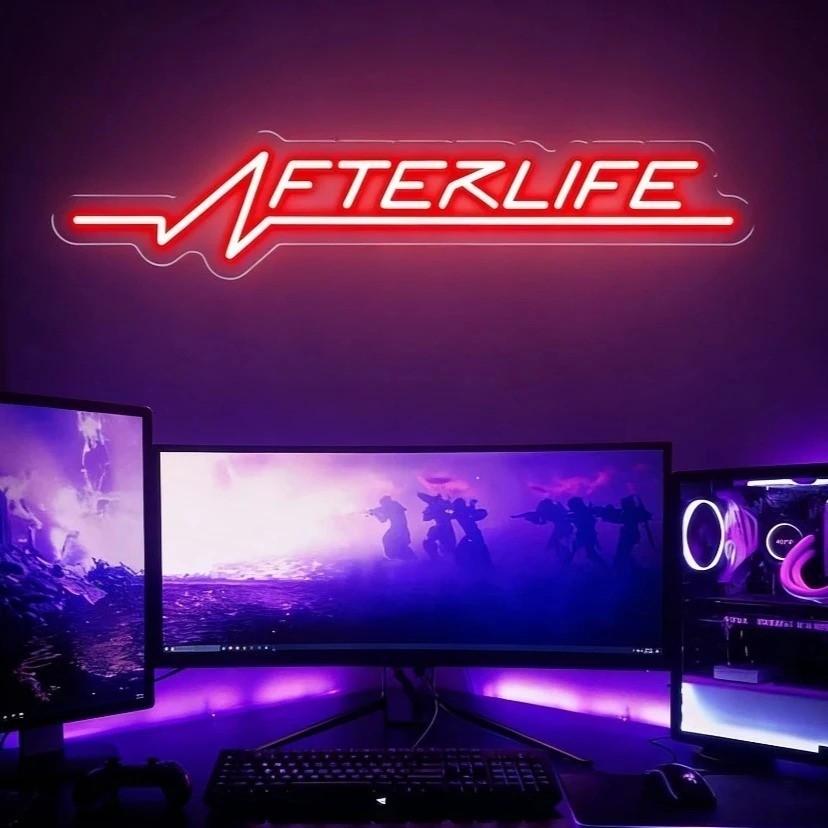 Neon sign afterlife, Cyberpunk wall decoration 40x10 cm Neon sign afterlife, Cyberpunk wall decoration 40x10 cm