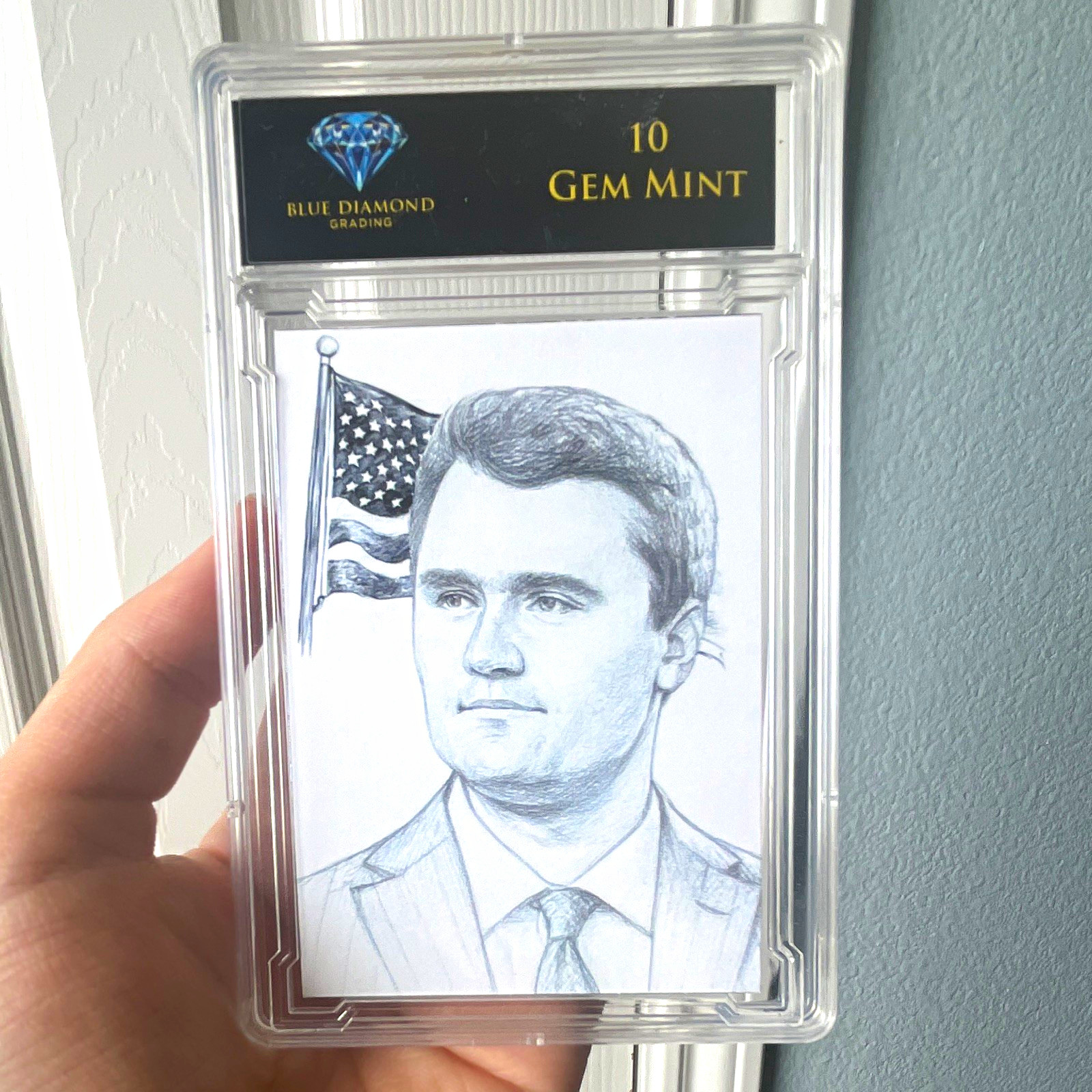 [CHARLIE KIRK]Blue Diamond Grading MPRINTS Art Card Graded 10 Gem Mint Slabbed