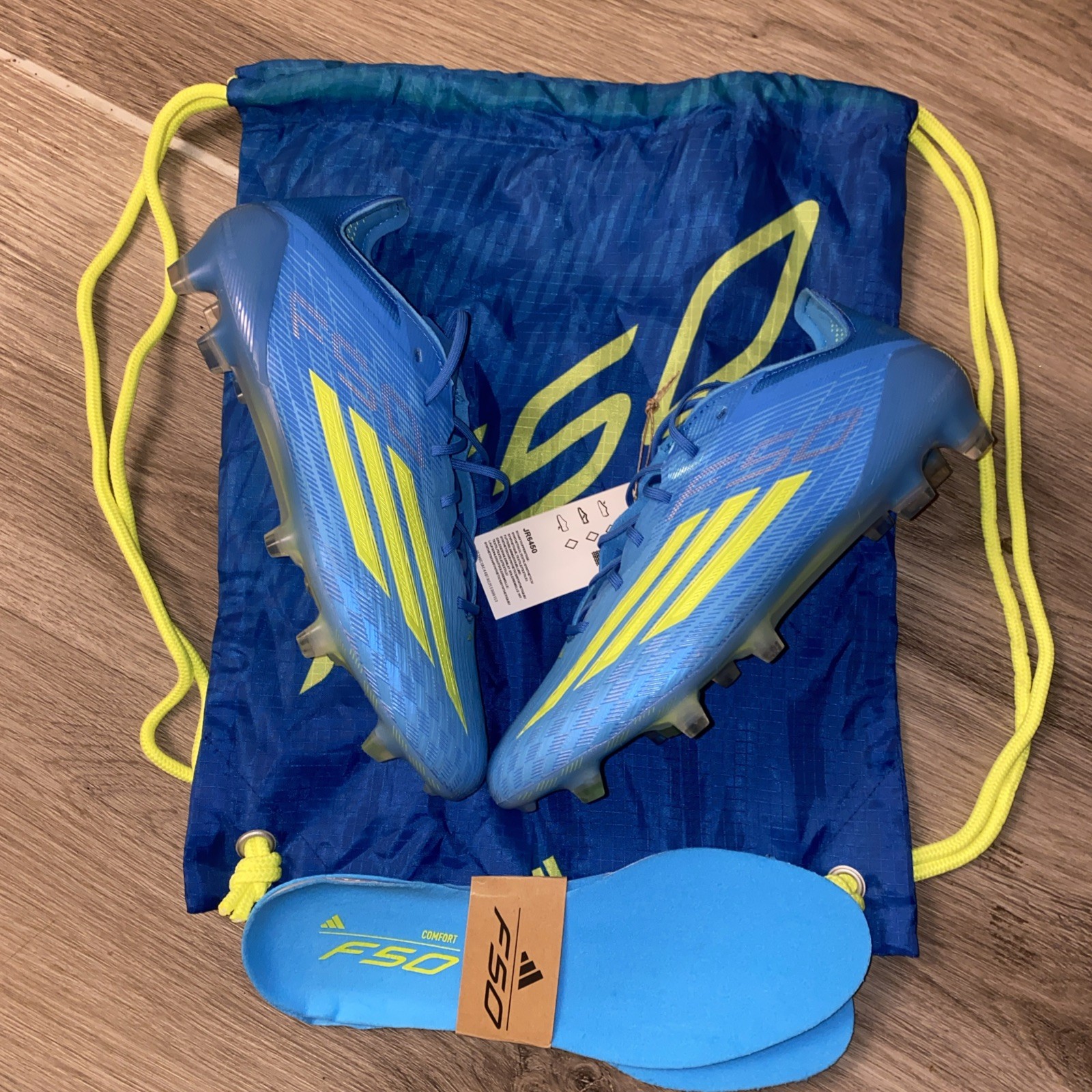 ADIDAS F50 Elite FG Soccer Cleats Lucid Blue Solar Yellow (JR6450) Men Size 7.5