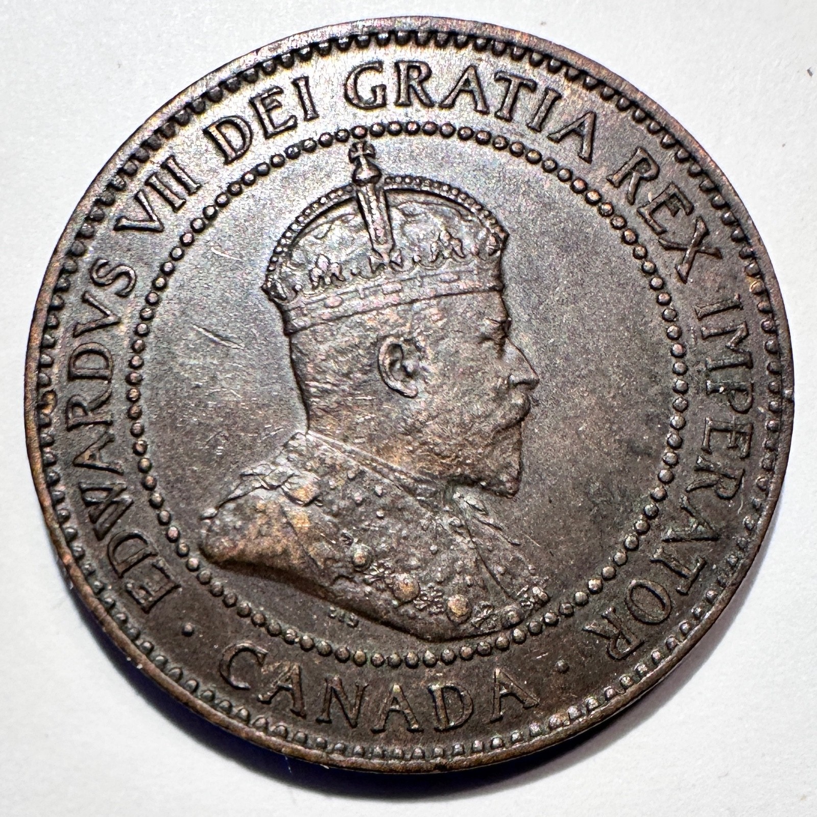 1907-H Canada Edward VII Large Cent, AU Heaton Mint Key Date