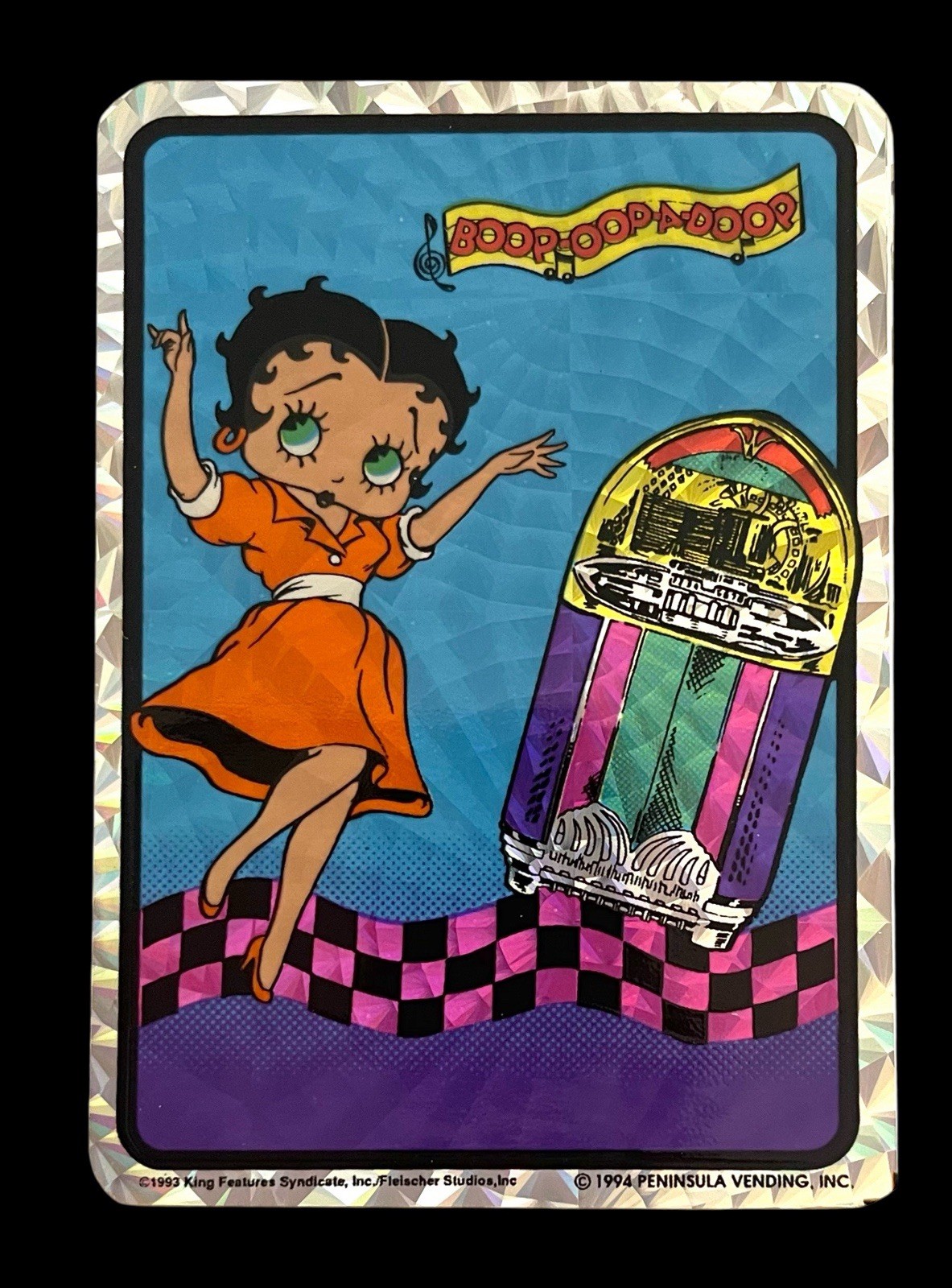 Rare VTG 1993 Betty Boop Dancing by the Jukebox Prism Vending Machine Sticker