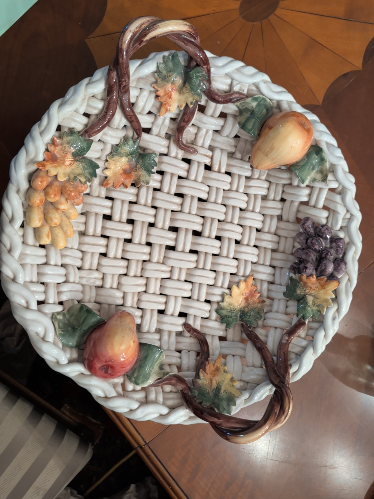 Vintage Italian Ceramic Fruit Basket Centerpiece HUGE 17\