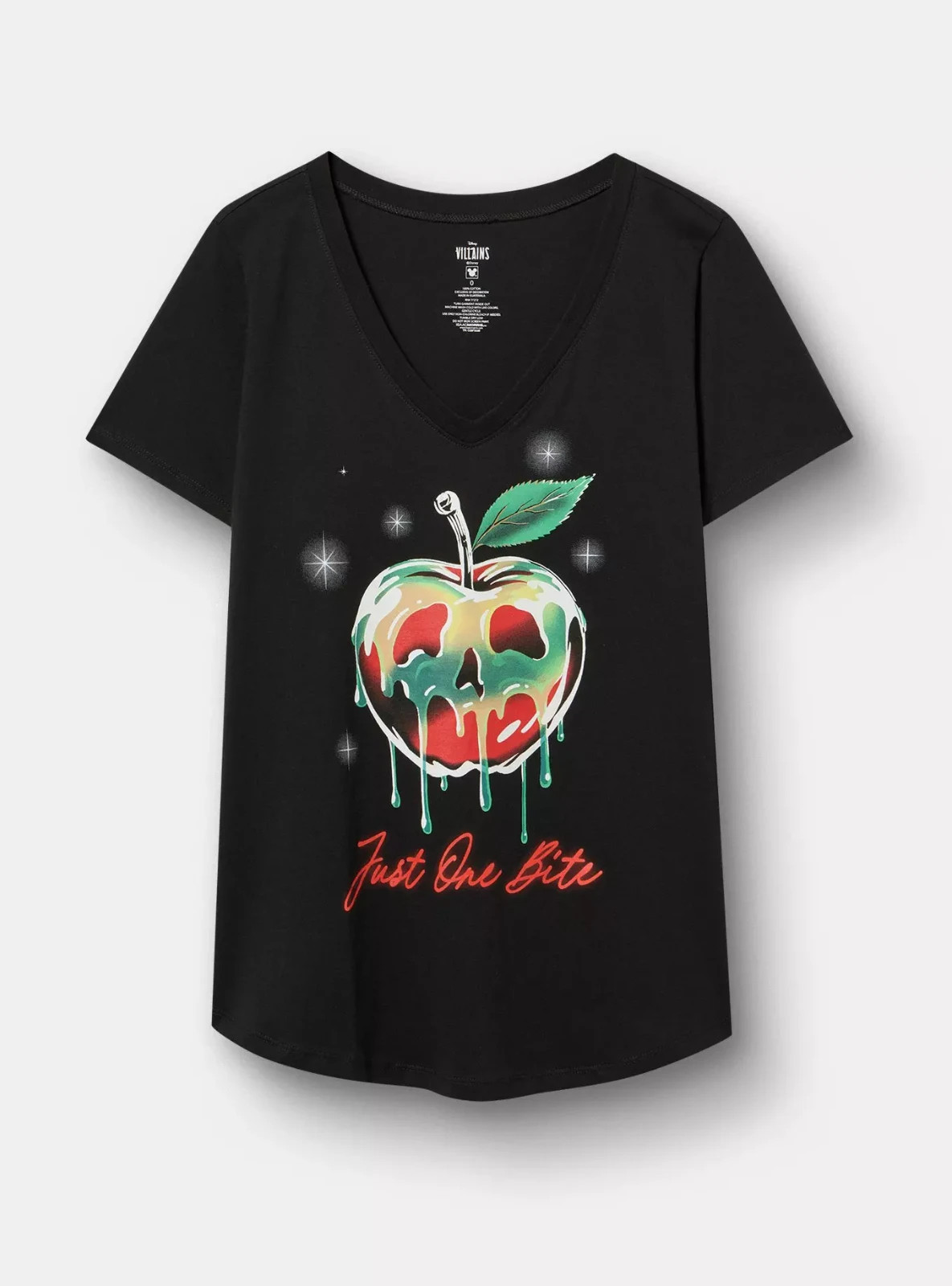 Torrid Disney Villains Poison Apple Classic Cotton V-Neck Tee NWT Size  00