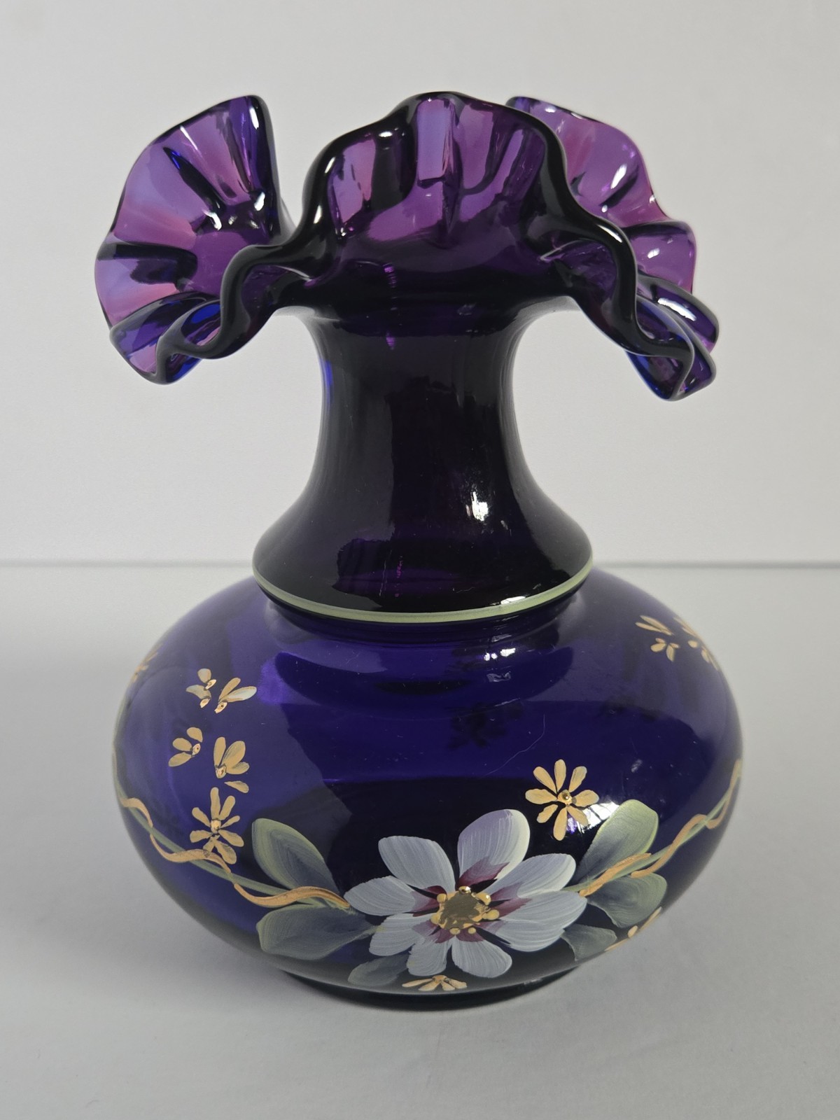 Don Fenton Royal Purple Ruffled Hand Painted Floral 6\