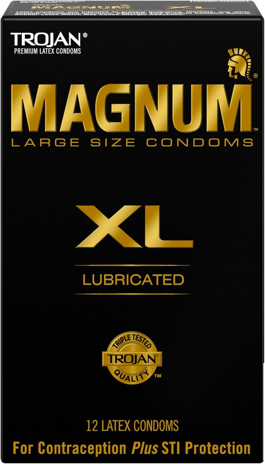 TROJAN Lubricated Magnum Condoms XL Large Size, 12 Count