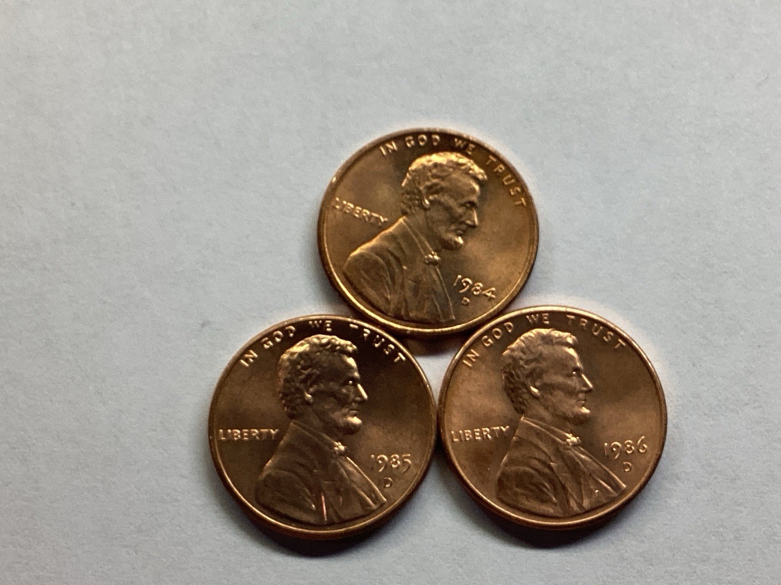 1984 D 1985 D 1986 D Lincoln Memorial Pennies Lot of 3-072825 04t