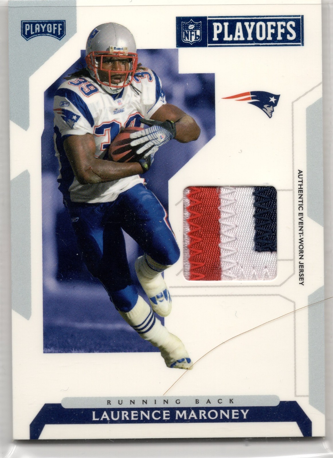 2007 Playoff NFL Playoffs B-5 Laurence Maroney 3-Color Patch 375/500 Patriots