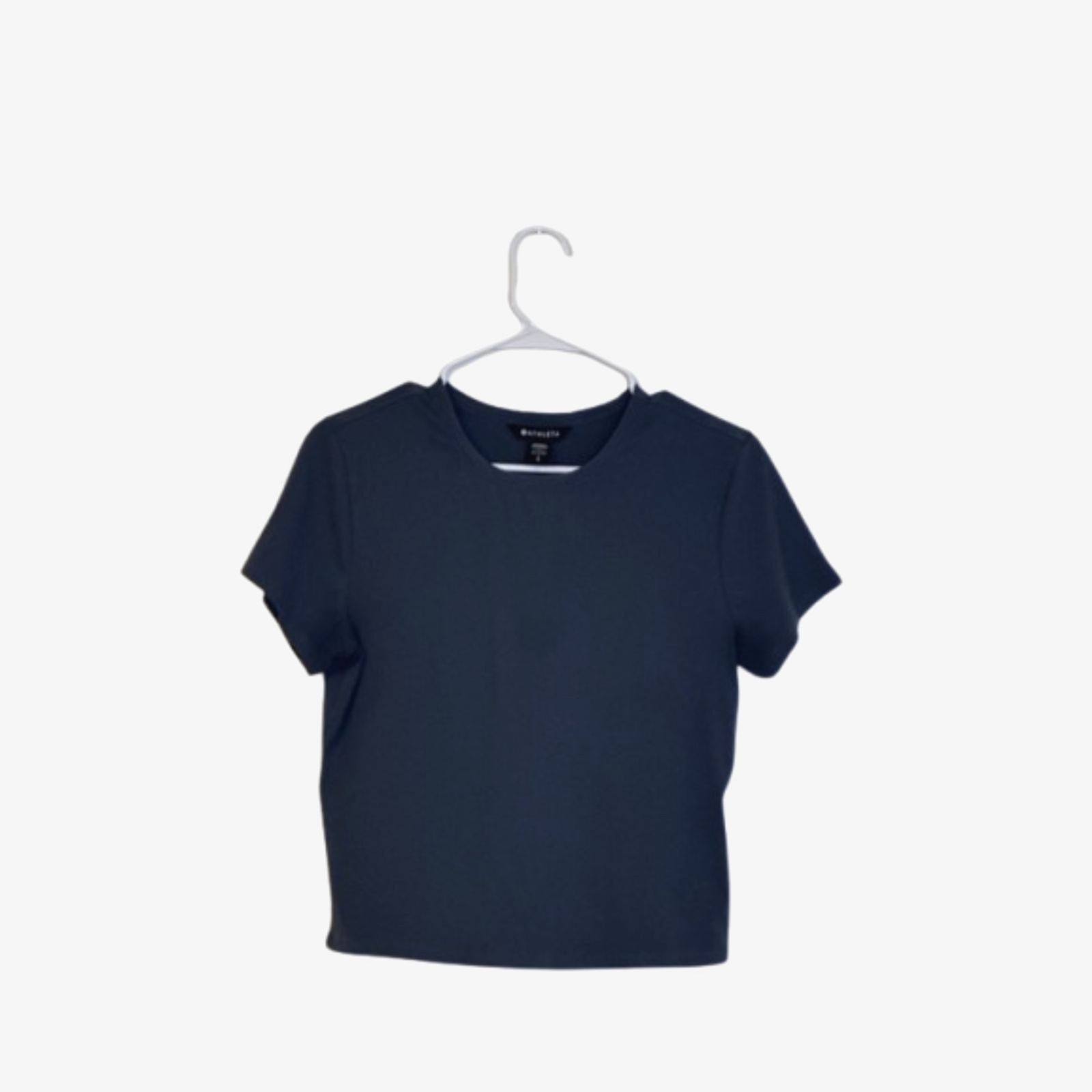 Athleta Signature Rib Crop Tee Womens Large Modal Active Stretch Workout Blue