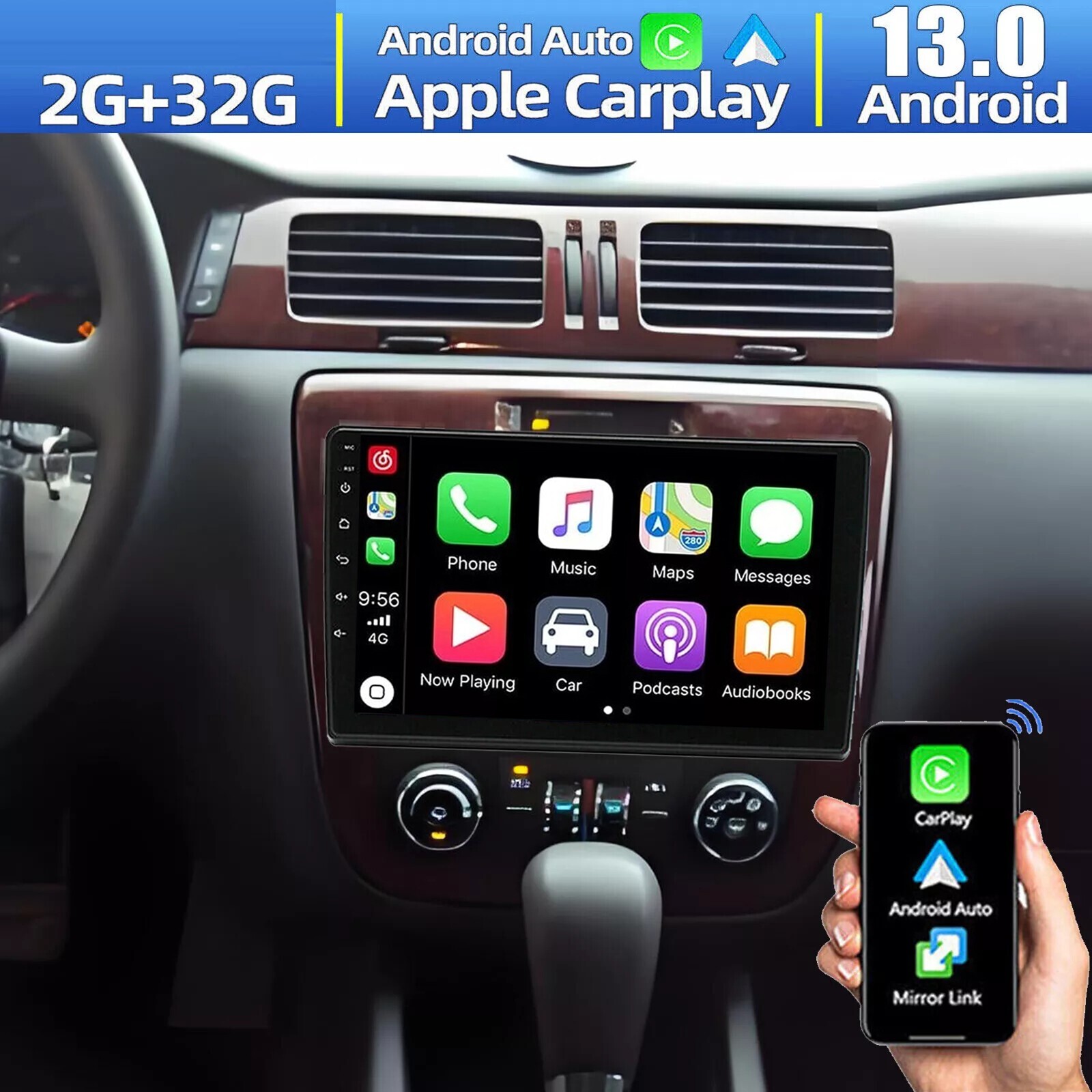 For 2006-2013 Chevrolet Impala WiFi Apple Carplay Radio Android 13.0 RDS GPS Nav