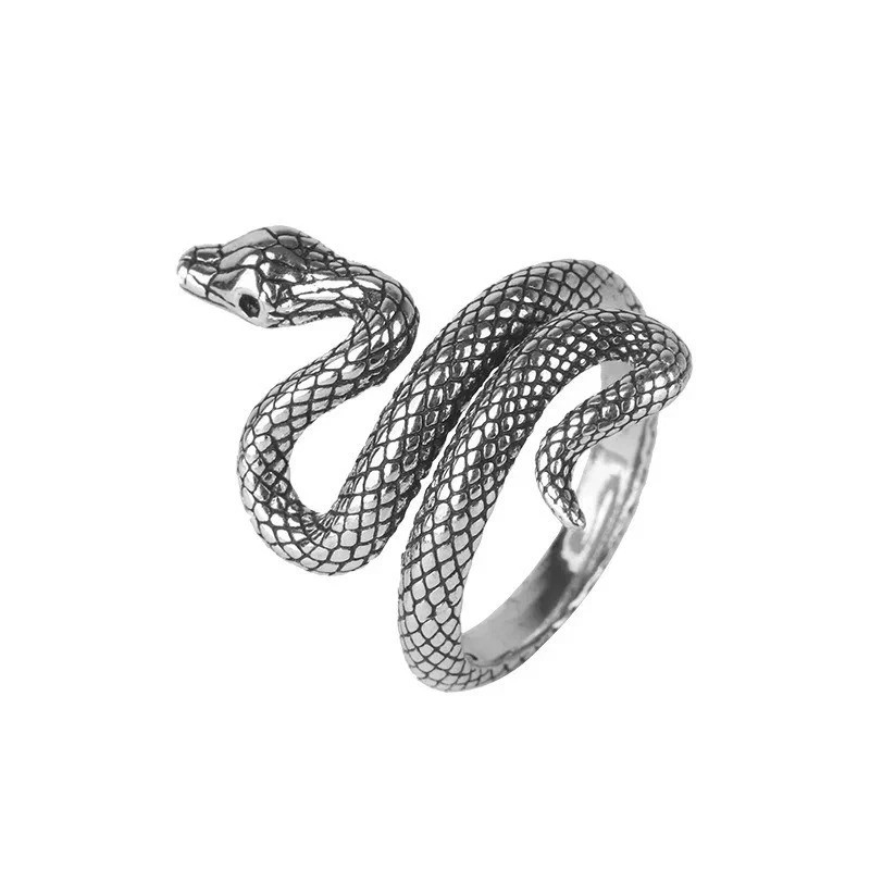 925 Sterling Silver Snake Ring Adjustable Women Vintage Wedding Jewelry