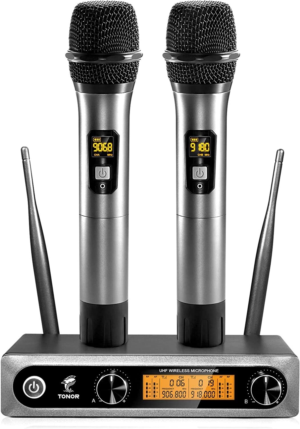 TONOR Wireless UHF Mic System Dual Cordless Dynamic Handheld Microphone Station