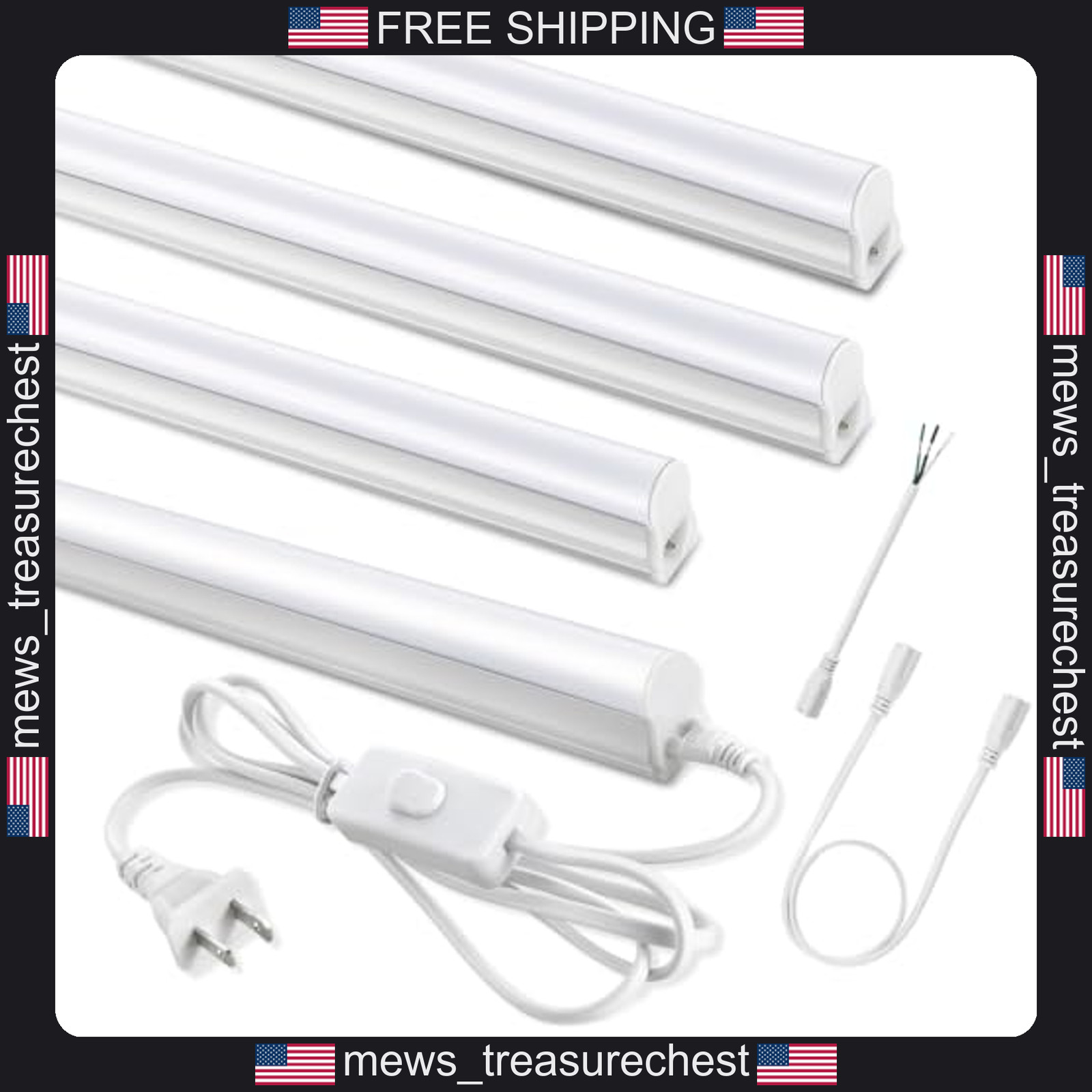 LED Shop Lights 4FT 20W 2300lm 6500K, Linkable Garage & Workshop Lighting 4 Pack
