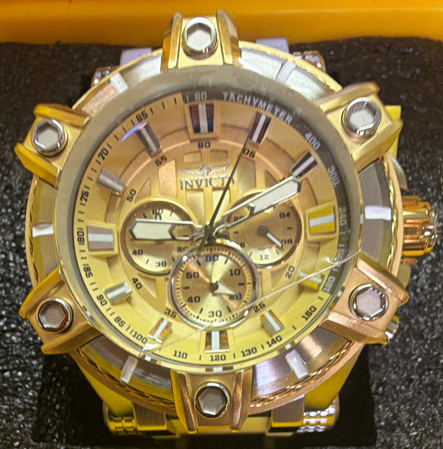 Invicta Bolt Surge-Desert Titan 52mm Stainless, gold, and Ivory band WOW w/case Invicta Bolt Surge-Desert Titan 52mm Stainless, gold, and Ivory band WOW w/case