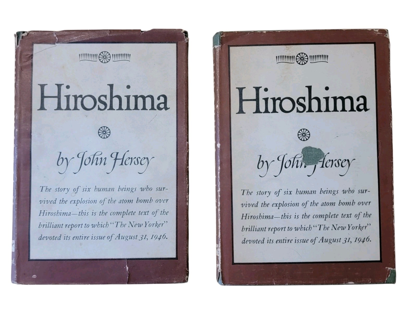 VINTAGE 1946 HIROSHIMA JOHN HERSEY HARDCOVER w/ DJ BOOK
