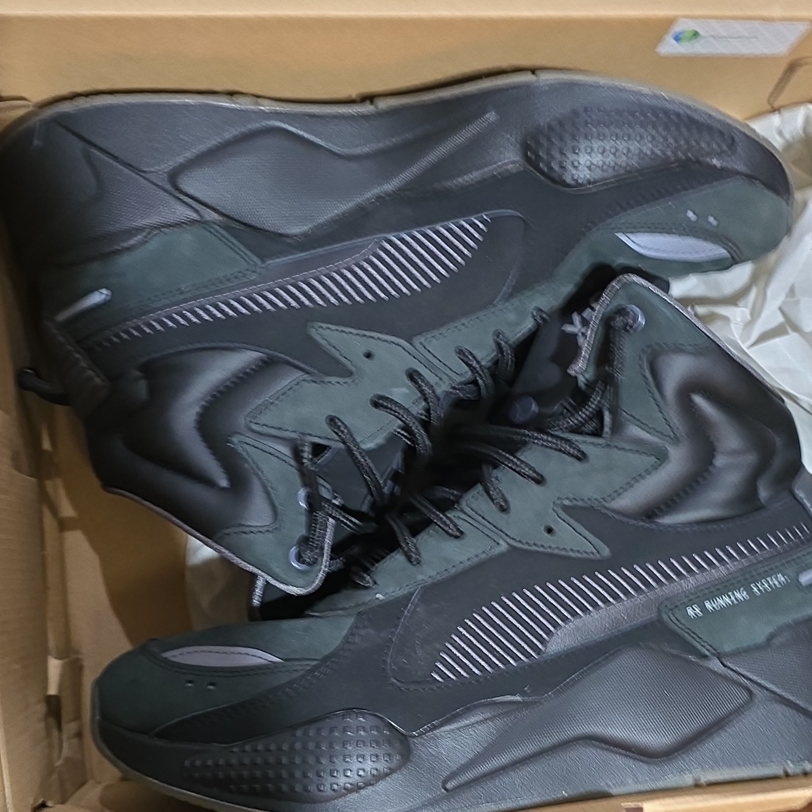 PUMA RS-X Mid S.Militia Men’s Mid Top Nubuck Sneakers Black/Green 380414-01