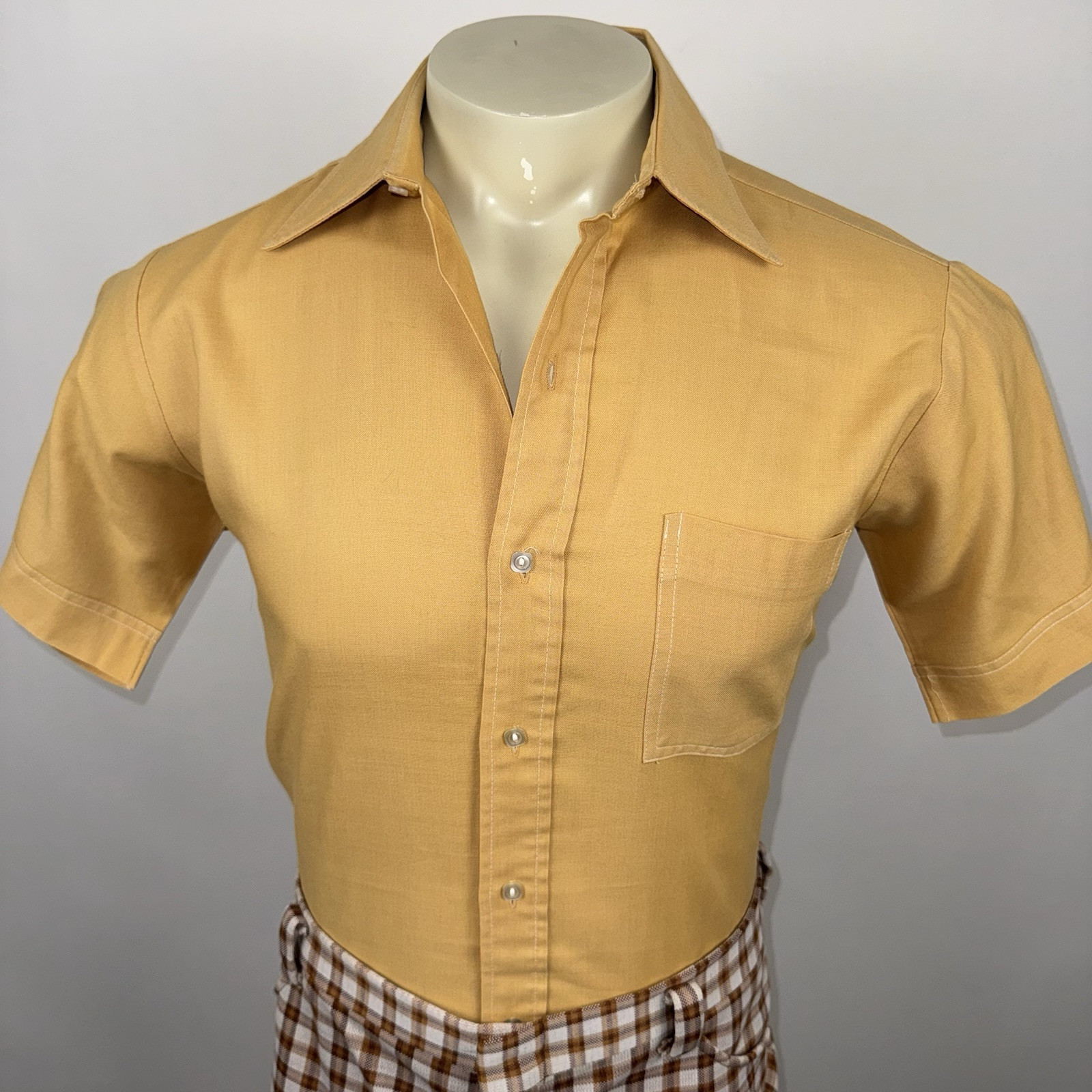 Vintage 60s Braidburn Shirt Tapered Rockabilly MCM Rat Pack Brown Mens Medium