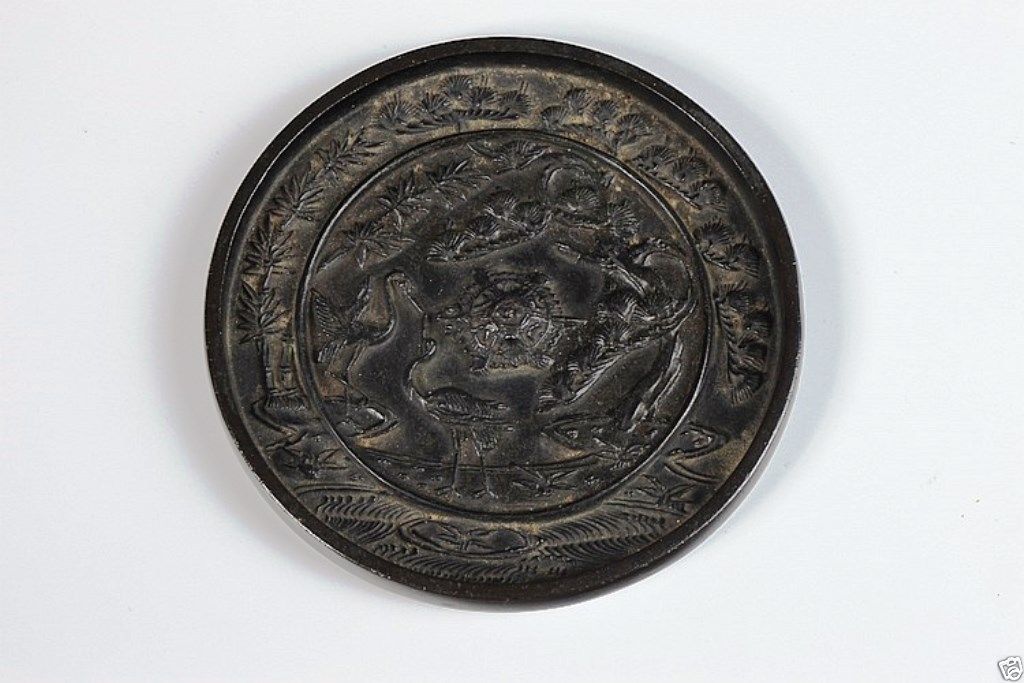 A037 antique estate Japanese bronze mirror Edo period (1600-1868)