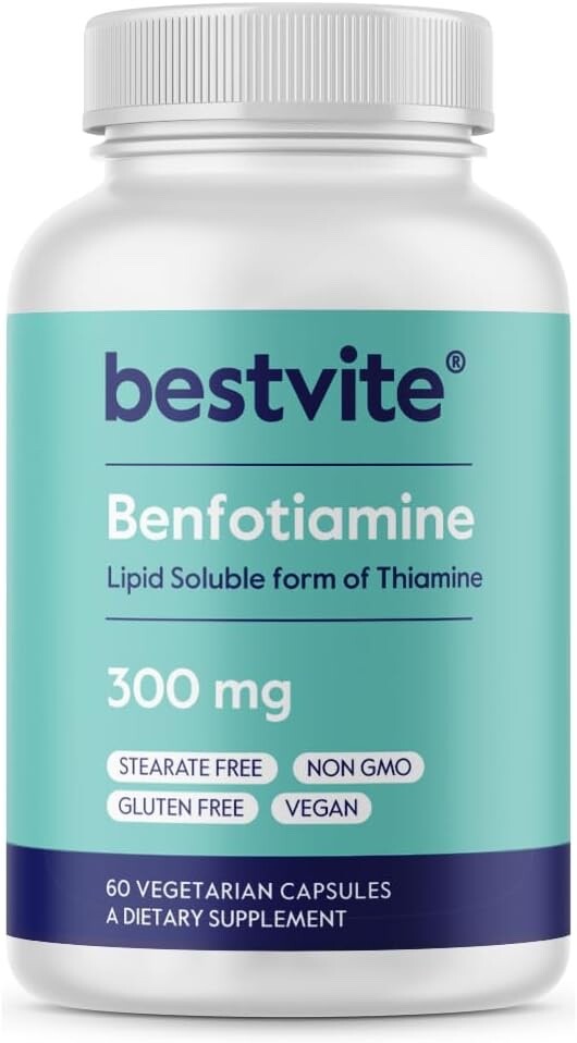 Bestvite Benfotiamine 300mg (60 Vegetarian Capsules)-No Stearates-Non GMO Bestvite Benfotiamine 300mg (60 Vegetarian Capsules)-No Stearates-Non GMO