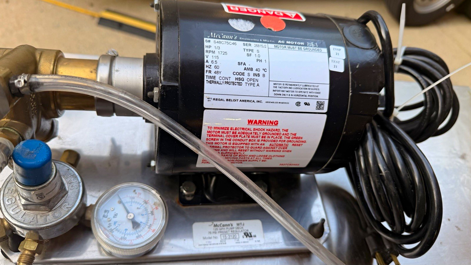 McCann's PROCON Transfer Pump Assembly w/ Electric Motor, Model 15-3120 McCann's PROCON Transfer Pump Assembly w/ Electric Motor, Model 15-3120