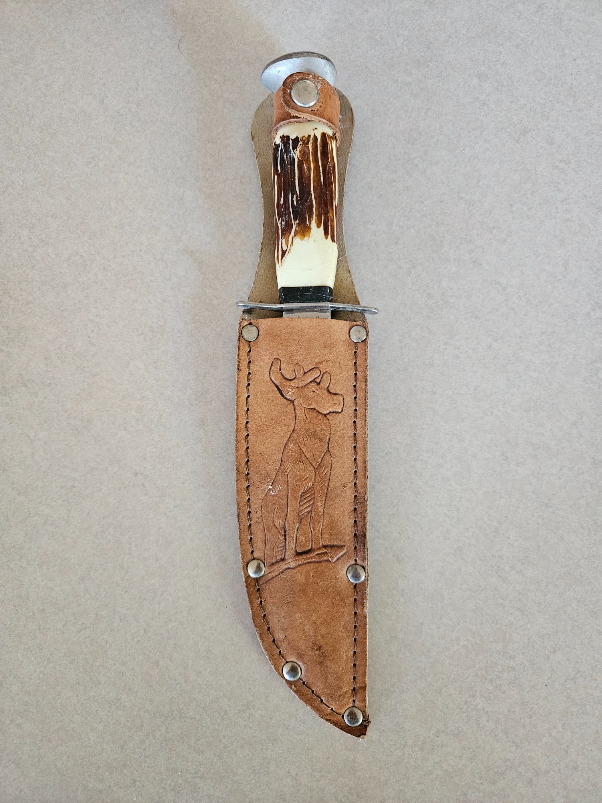 VINTAGE TRAMONTINA BRAZIL HUNTING KNIFE WITH SHEATH BRAZILIAN