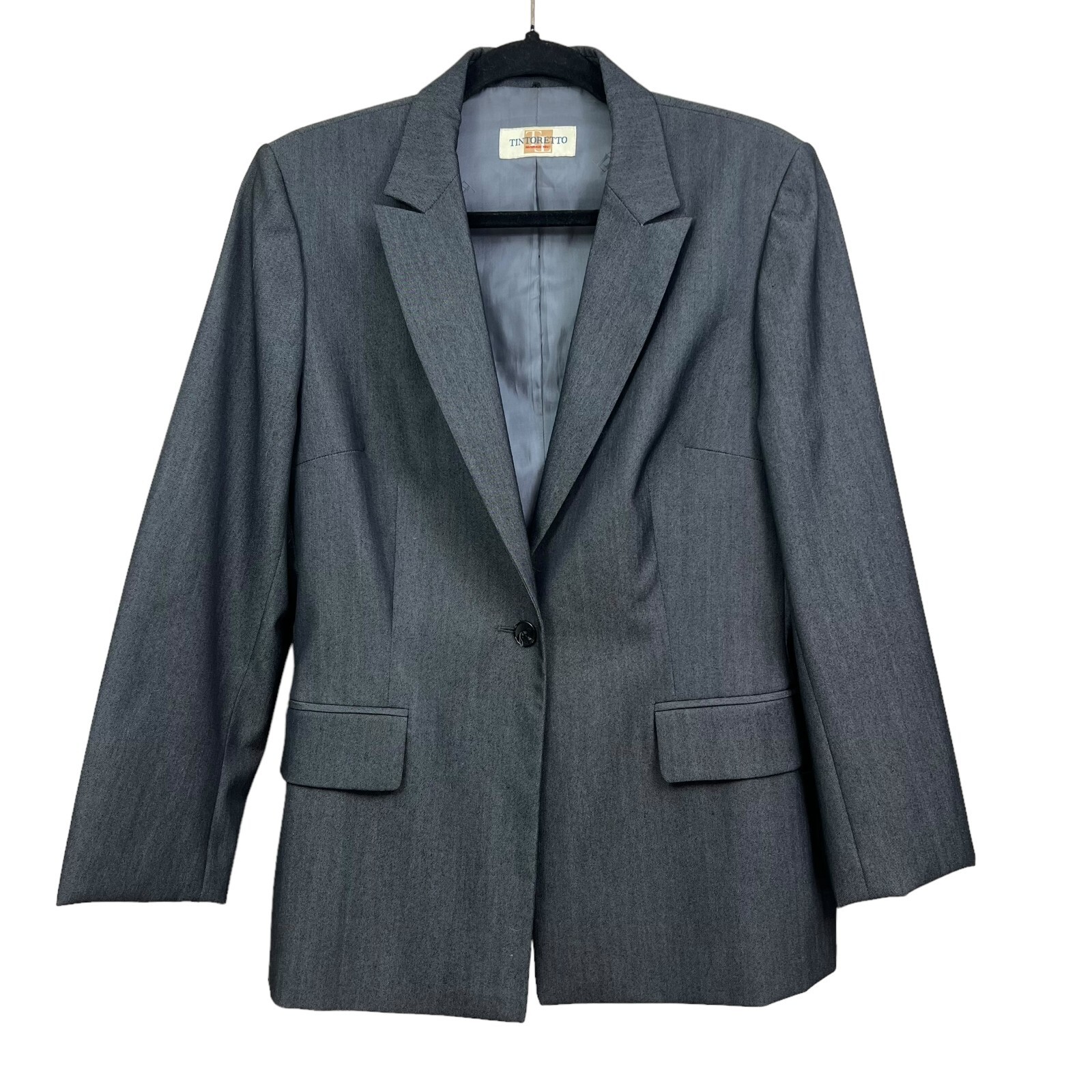 Tintoretto Women\'s Blazer Gray Size 32 Wool Blend Single-Breasted Tailored