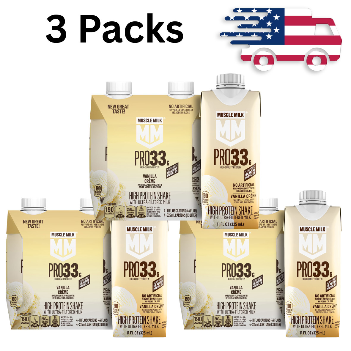 Muscle Milk Pro High Protein Shake, Vanilla Creme, 11 fl oz Cartons,  (12 Pack)