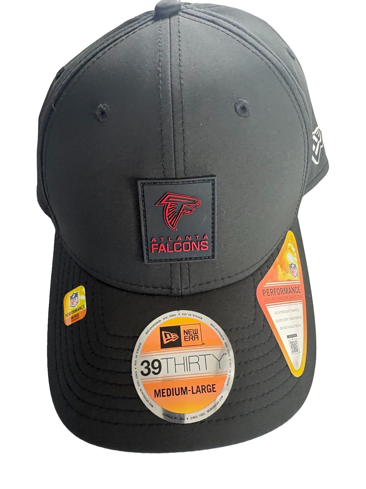 Men's New Era Black Atlanta Falcons Sideline 39THIRTY Flex Hat Medium/Large NWT