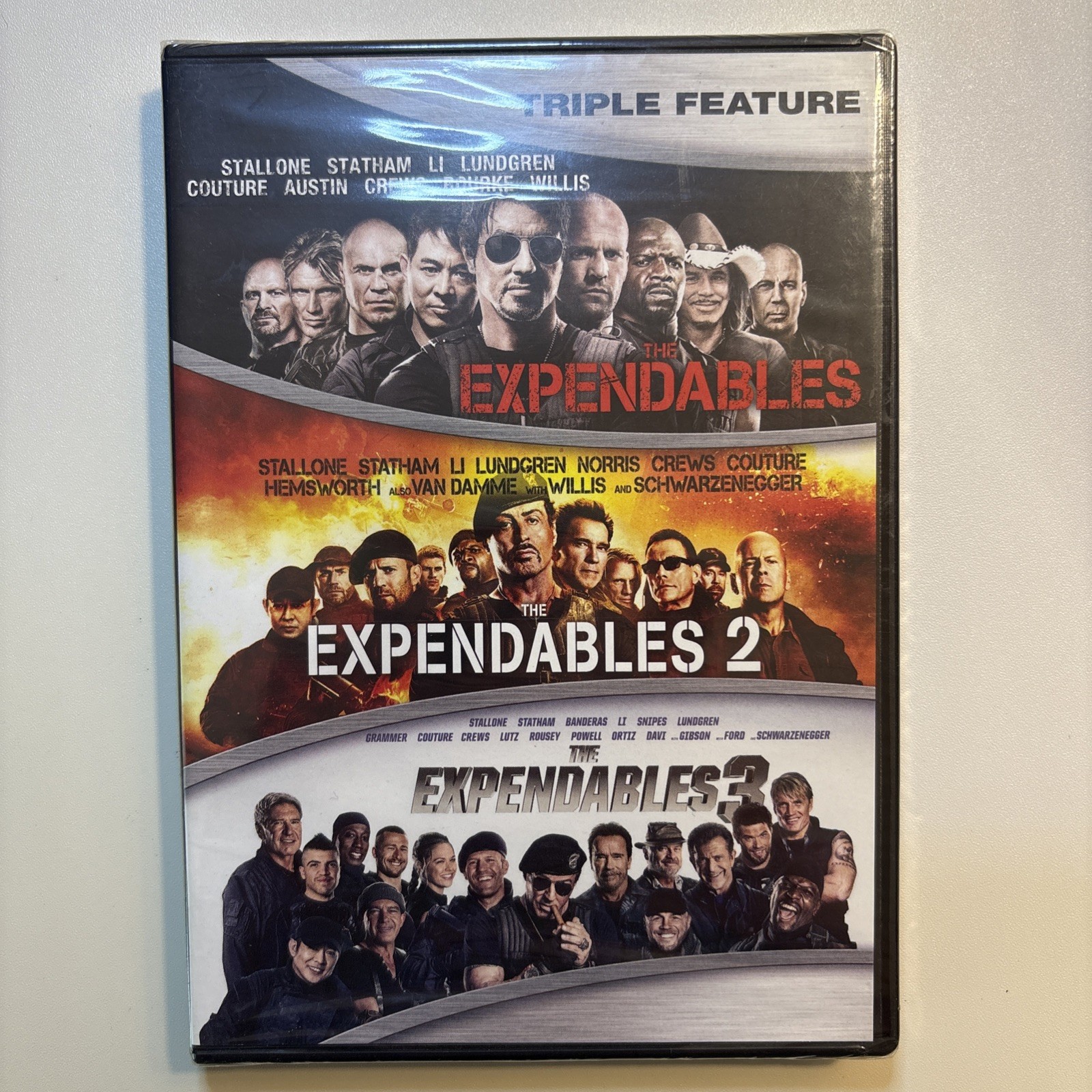 The Expendables Triple Feature DVD 1 2 3 Stallone Rourke Willis Schwarzenegger The Expendables Triple Feature DVD 1 2 3 Stallone Rourke Willis Schwarzenegger