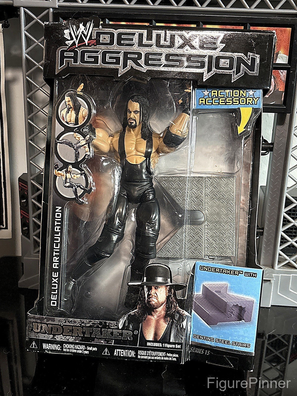 WWE Jakks Deluxe Aggression Undertaker Series 15 Wrestling Figure box has ware WWE Jakks Deluxe Aggression Undertaker Series 15 Wrestling Figure box has ware