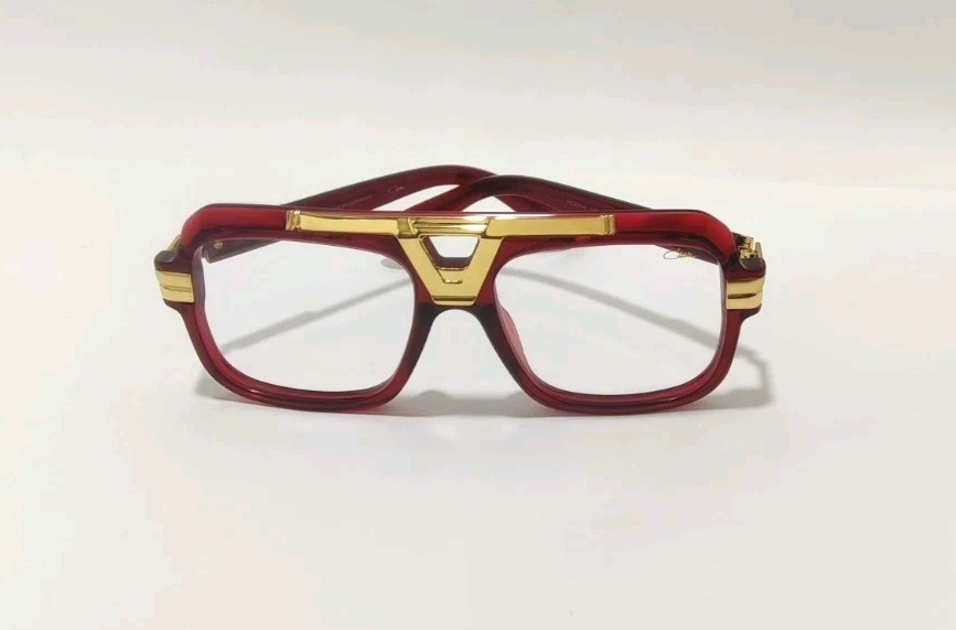 Cazal Eyeglasses Red Transparent Crystal  & Gold Frame Clear Lens Eyewear