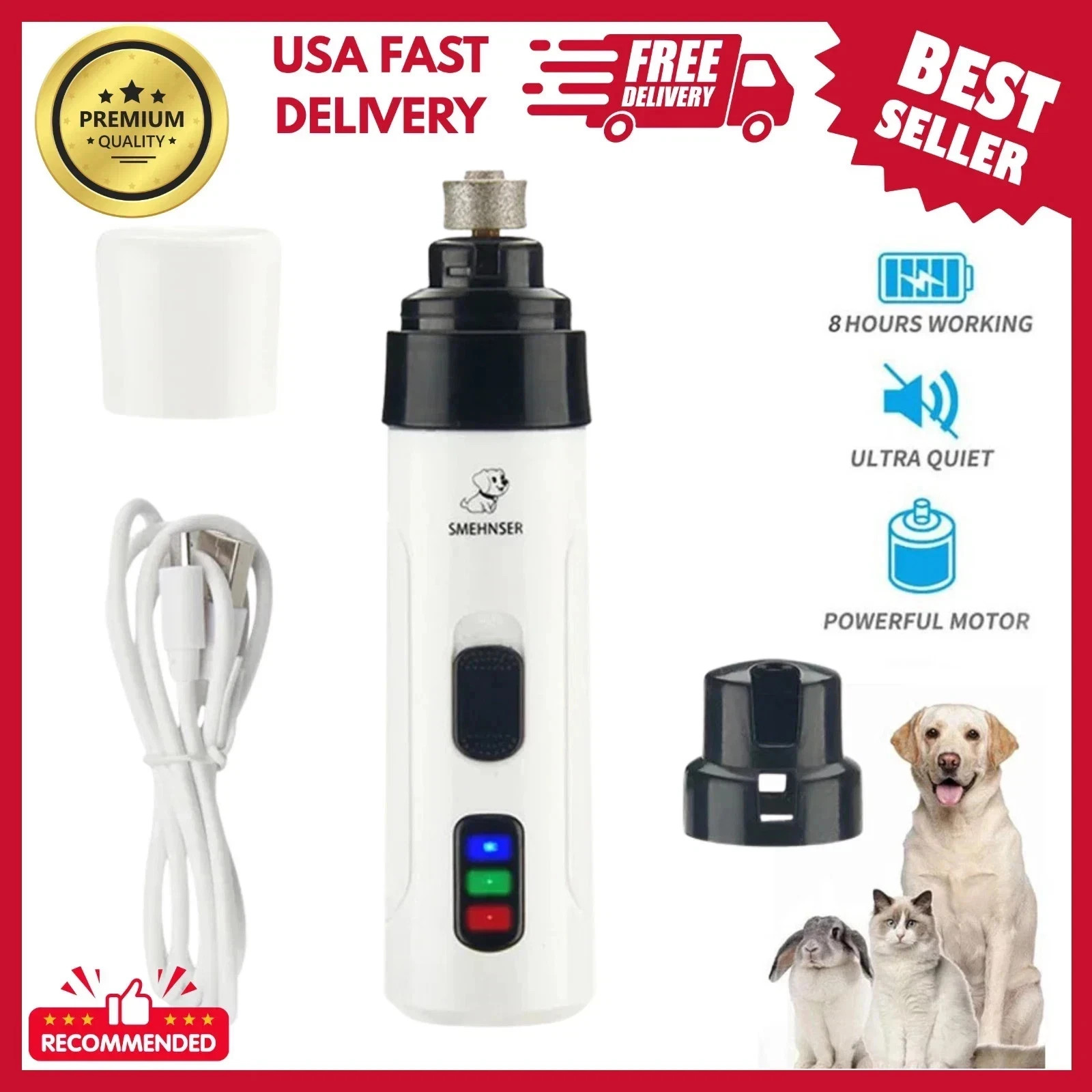 Upgraded Silent Groom Pro Nail Grinder Heusom Silent Grind Pro for Dogs Nail