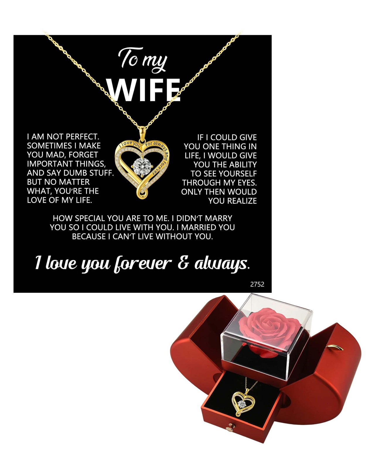 ziella Preserved Flowers Rose Box with Double Heart Necklace, Eternal Rose Gifts ziella Preserved Flowers Rose Box with Double Heart Necklace, Eternal Rose Gifts