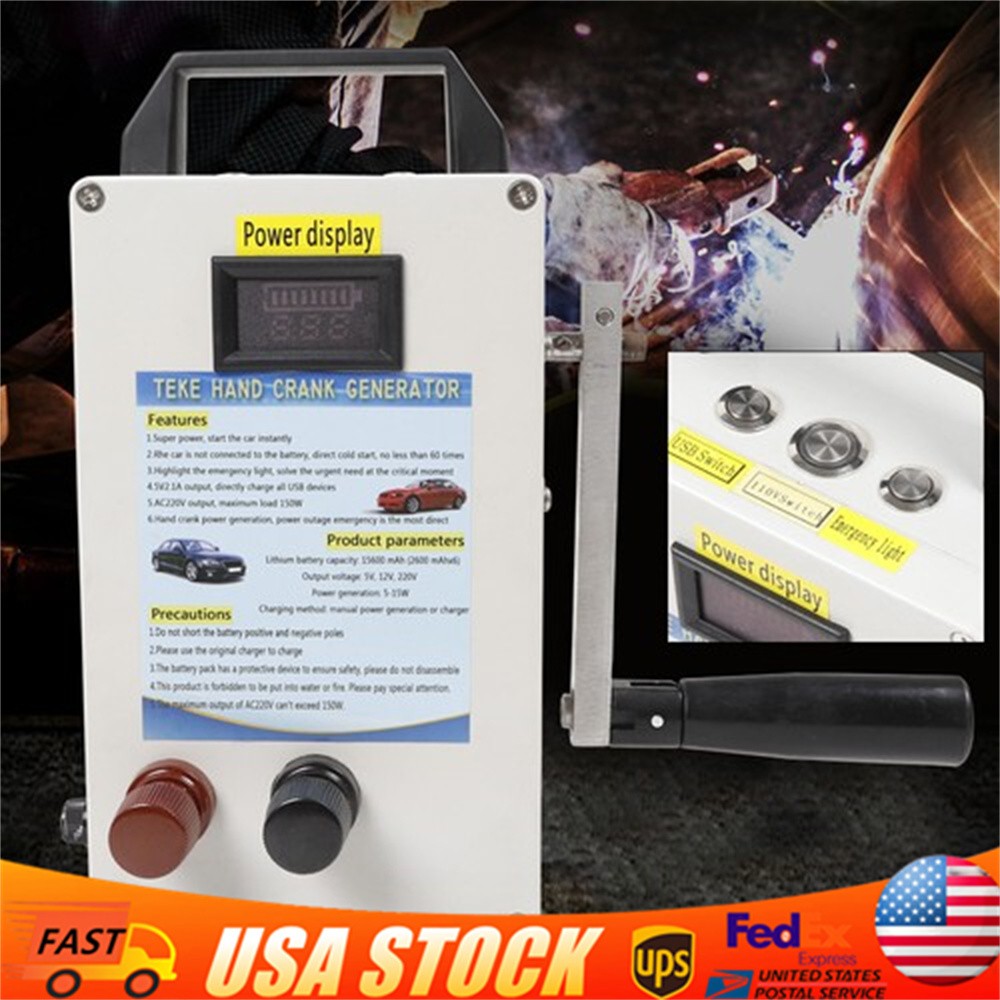 150W Portable Manual Hand Crank Dynamo Generator Emergency Survival Power Energy
