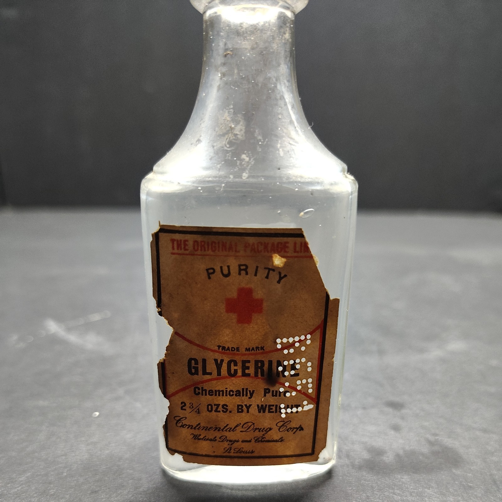 Vintage 1910s-20s Glycerine Apothecary Bottle Continental Drug Corp Vintage 1910s-20s Glycerine Apothecary Bottle Continental Drug Corp