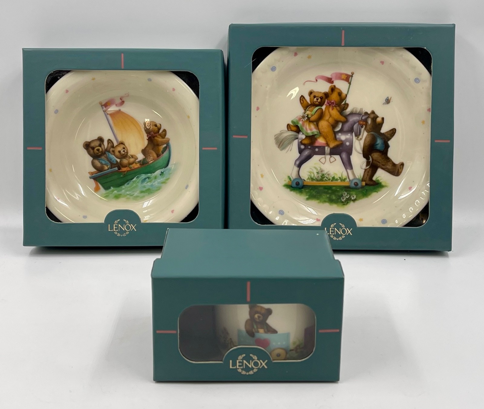 NIB Lenox 3 Piece China Bears Collection Child\'s Dinnerware Plate Bowl &Mug VTG