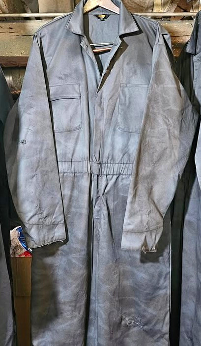 Mechanic Workwear Coveralls Cotton Twill Long Sleeve Elastic Waist Blue