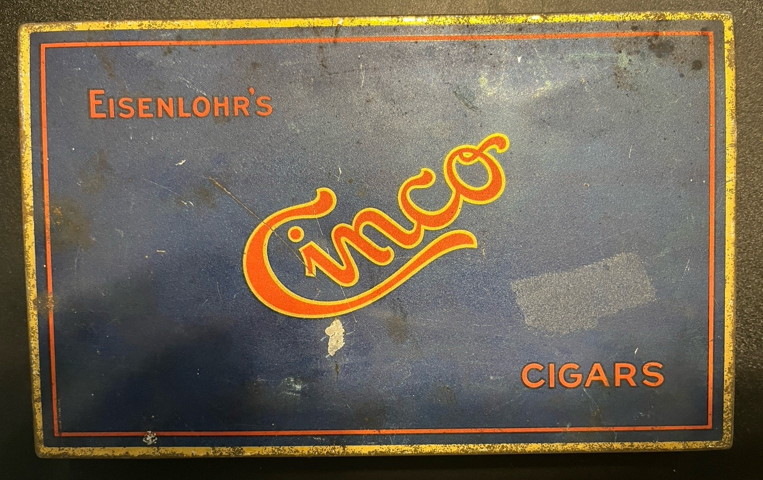 Vintage 1920s Eisenlohr\'s Cinco Cigars Tin Vintage 1920s Eisenlohr\'s Cinco Cigars Tin