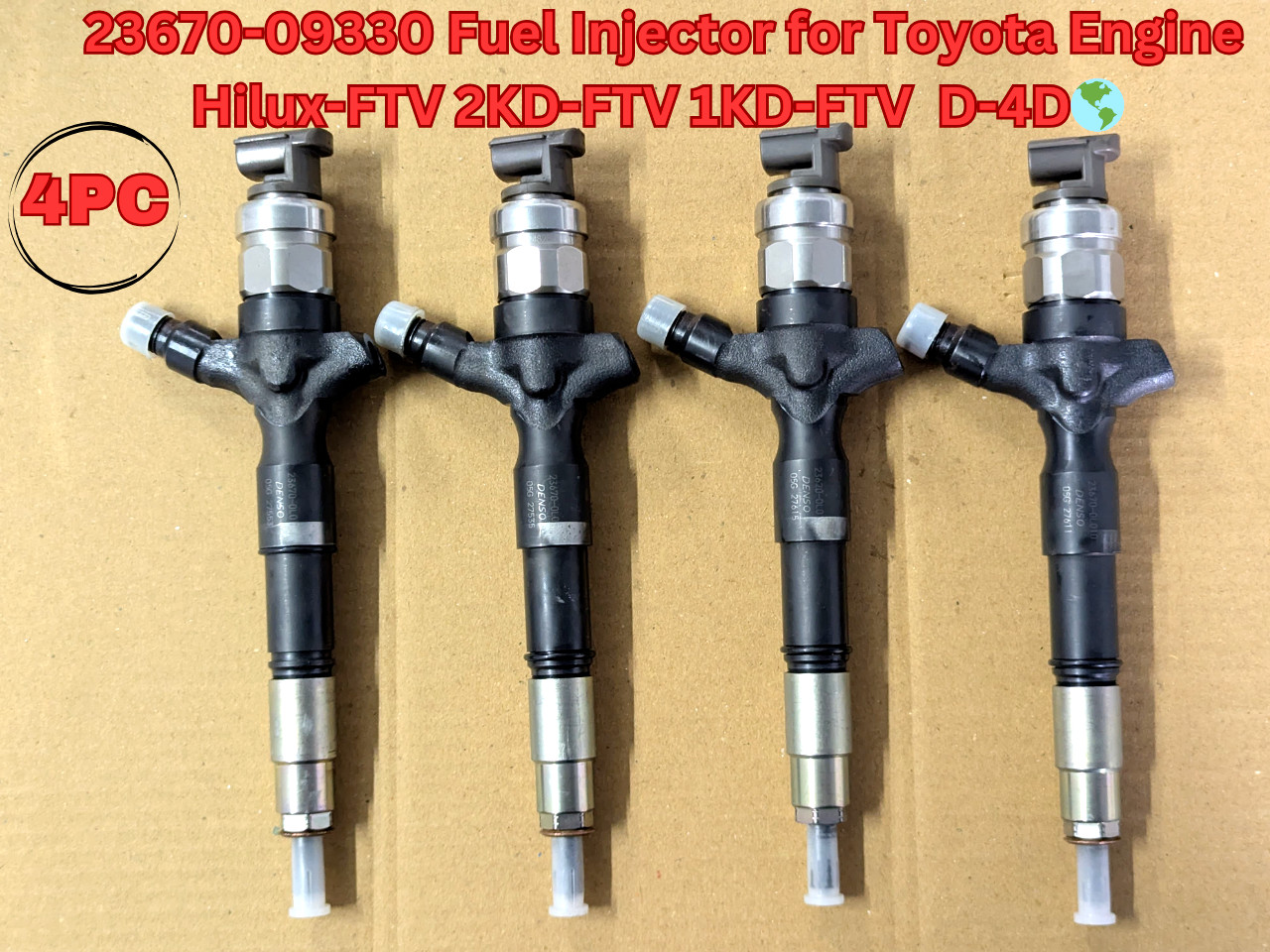 4PC  Fuel Injector for Toyota Engine Hilux Hiace Fortuner 2KD-FTV 1KD-FTV D-4D