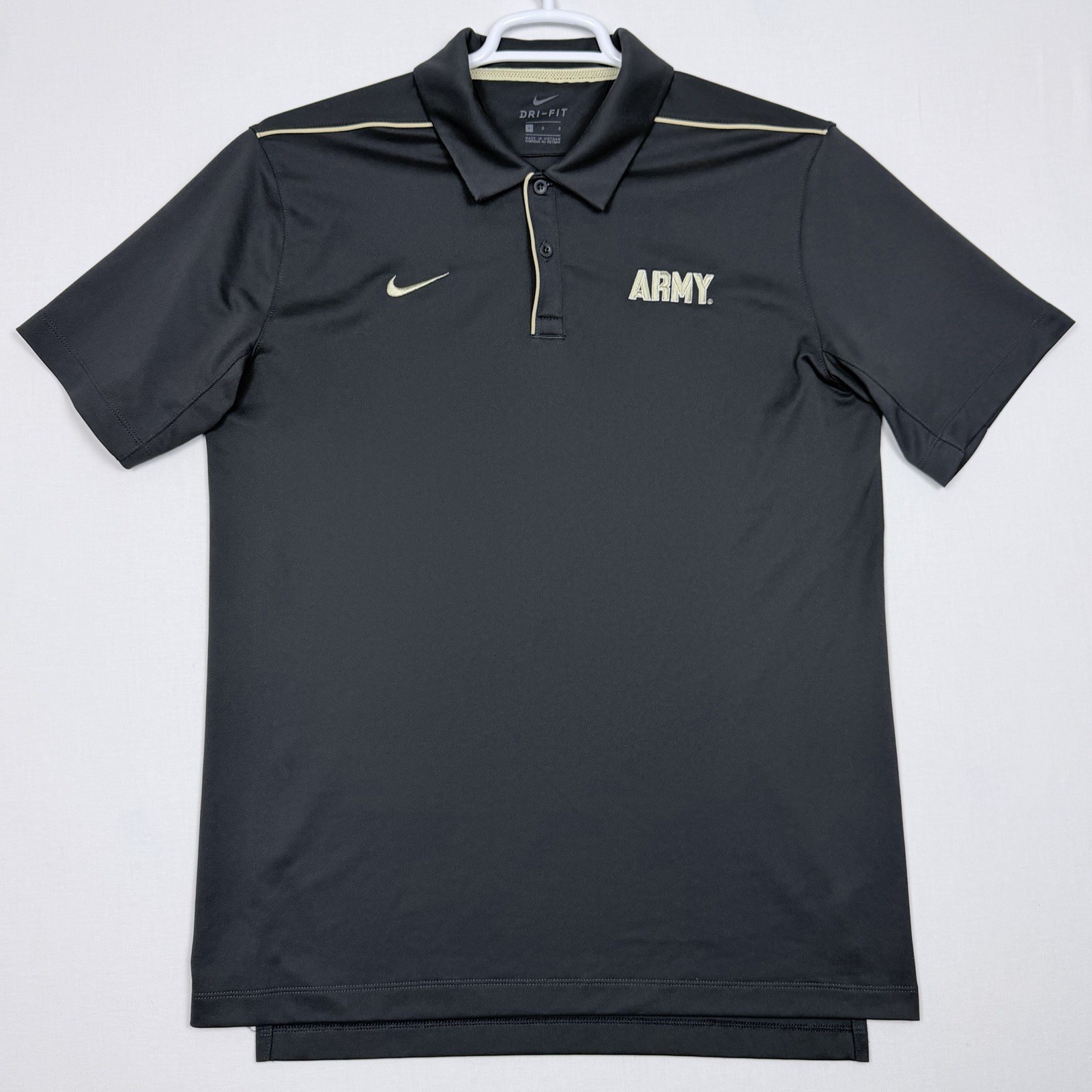 Nike Army Black Knights Polo Shirt Mens L Dri-FIT Black Gold On Field
