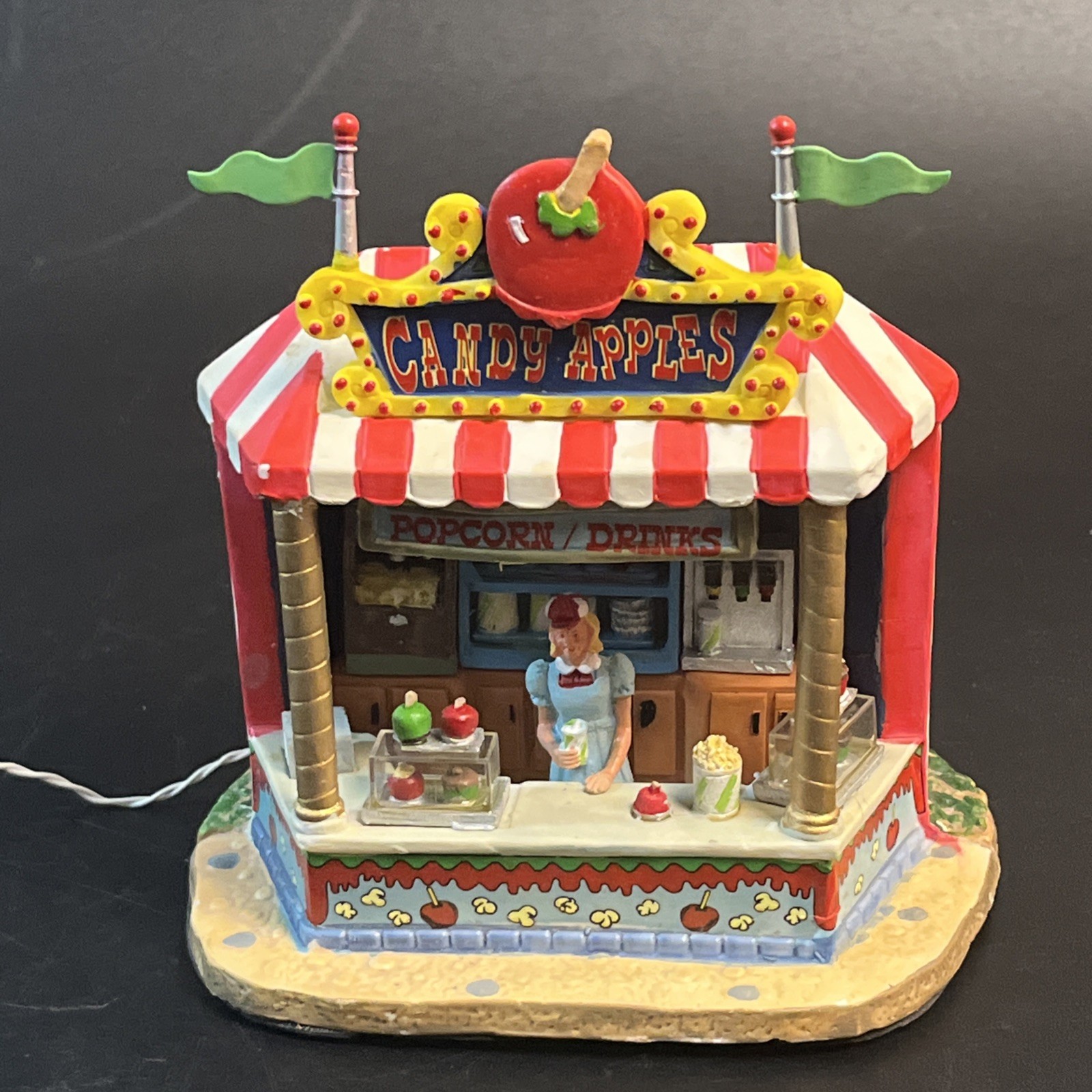 Lemax 2008 Candy Apple Stand #84825 Carnival Christmas Village Fair Stand WORKS Lemax 2008 Candy Apple Stand #84825 Carnival Christmas Village Fair Stand WORKS