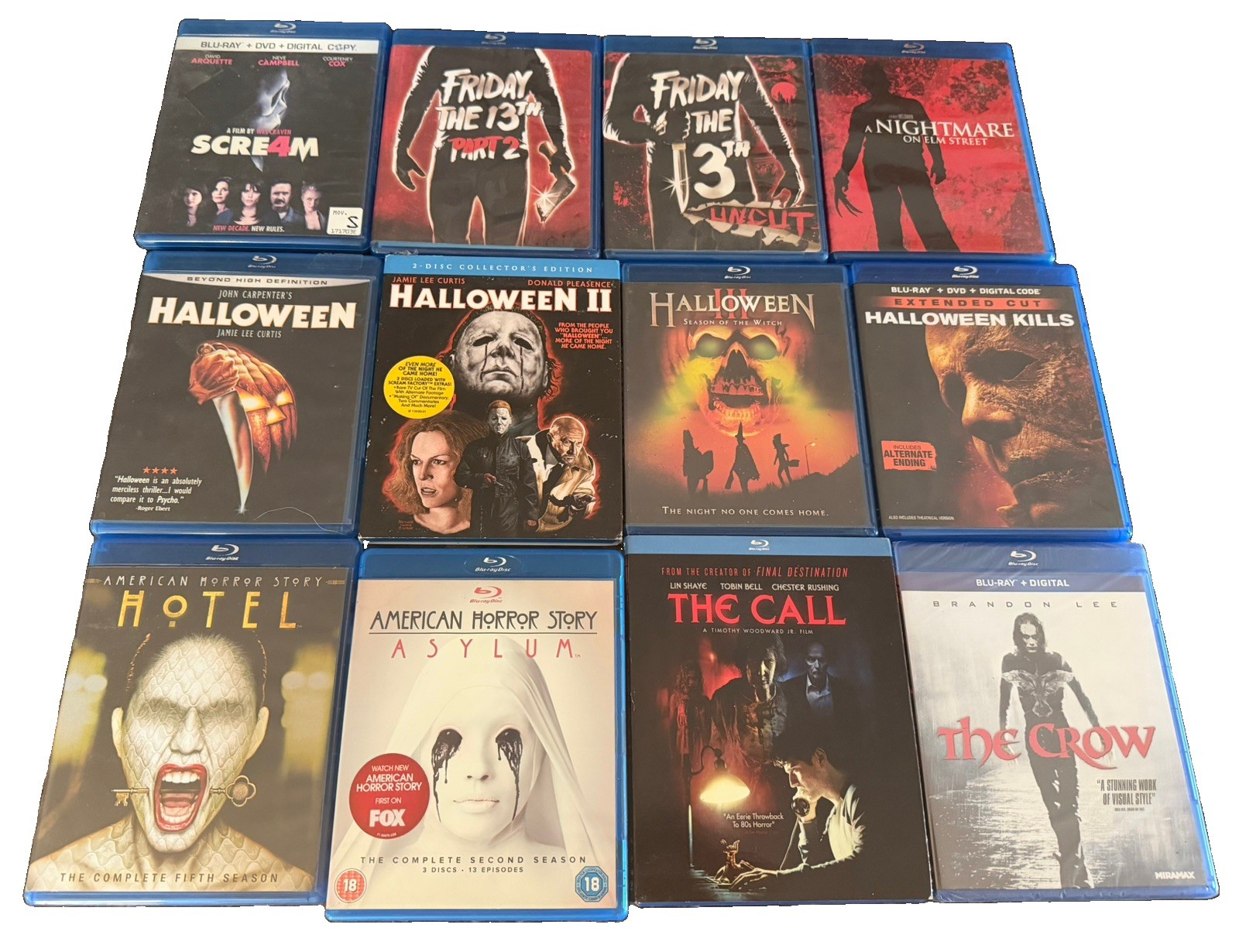 Horror Blu-Ray Lot 12 Halloween Friday the 13th Scream American Horror Story Etc