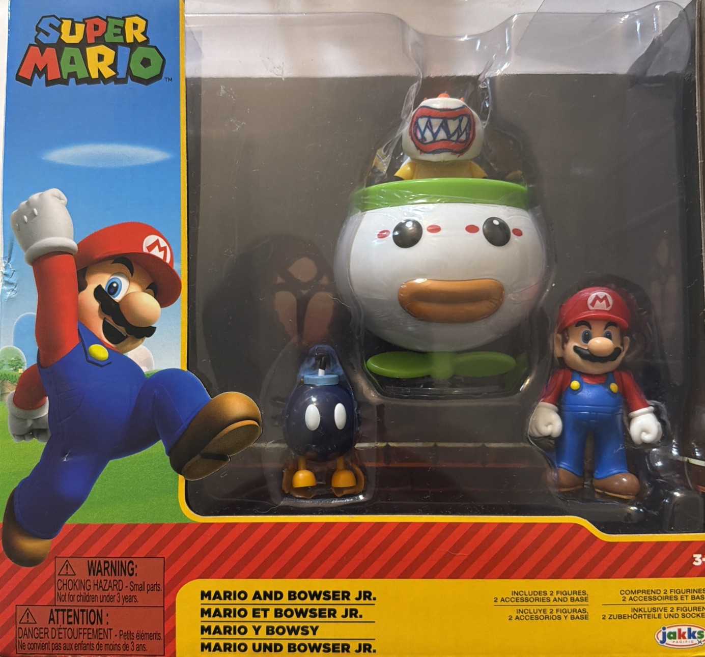 2025 JAKKS Pacific Super Mario 2-Figure Set - MARIO VS BOWSER JR (w/ Bob-Omb)